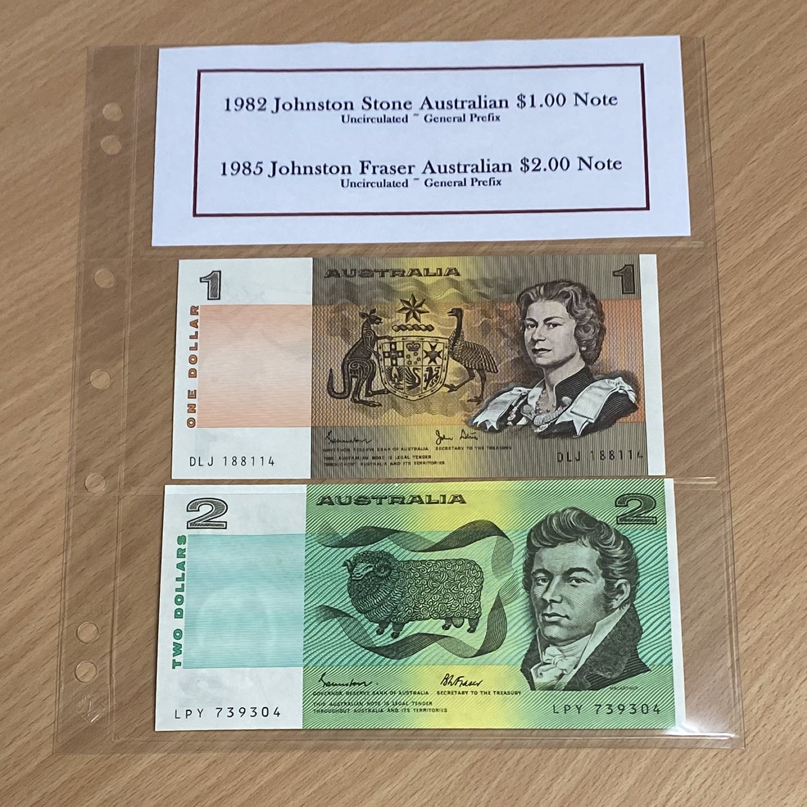 Australian $1 and $2 Note Set - Uncirculated